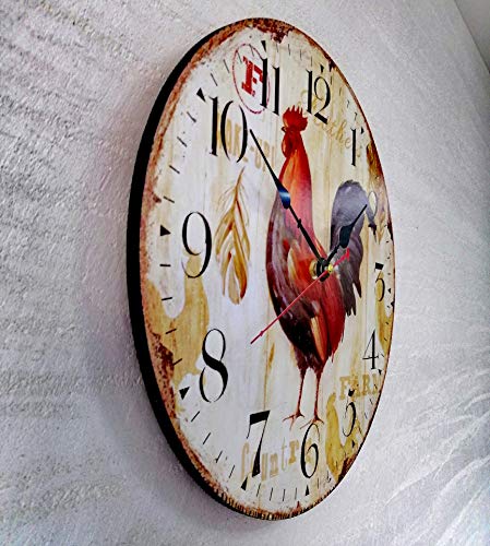 SKJIND Farmhouse Kitchen Wall Clock Wood (12inch)