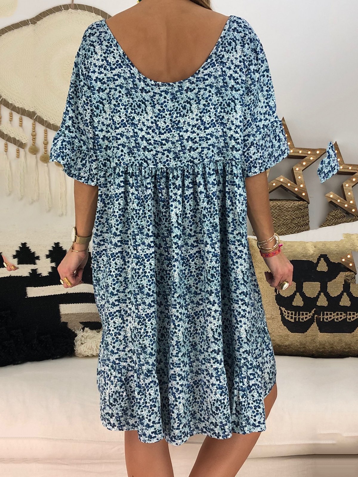 Chic Abstract Printed Short Sleeve Dress