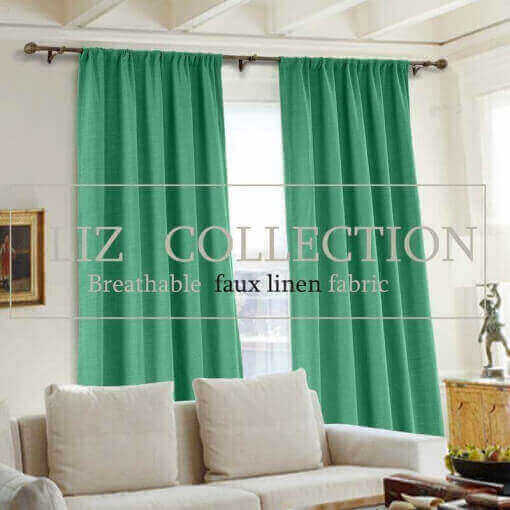 Rod Pocket Faux Linen Window Curtain with Blackout Lined LIZ