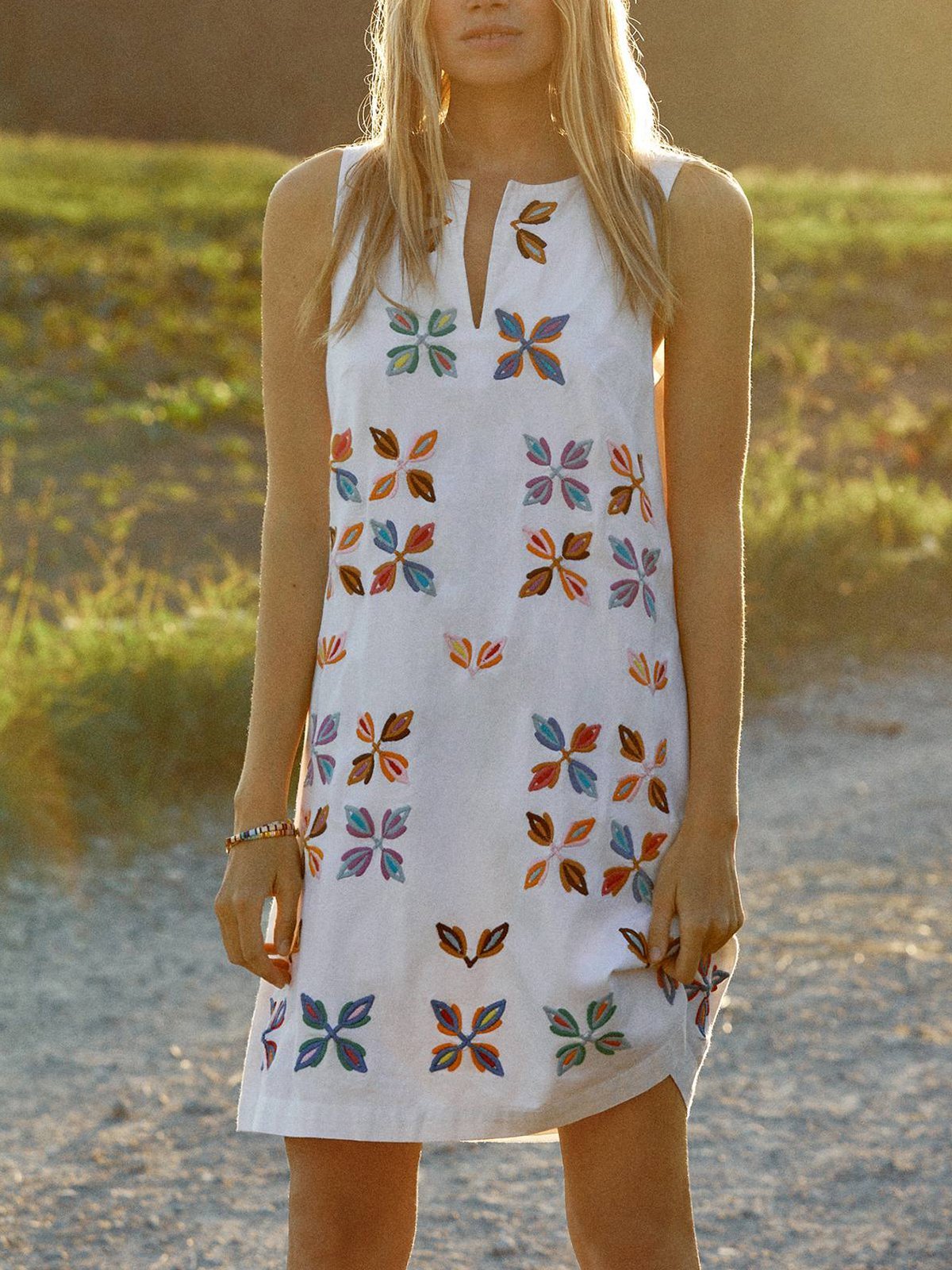 Casual Western V-neck vintage sleeveless dress