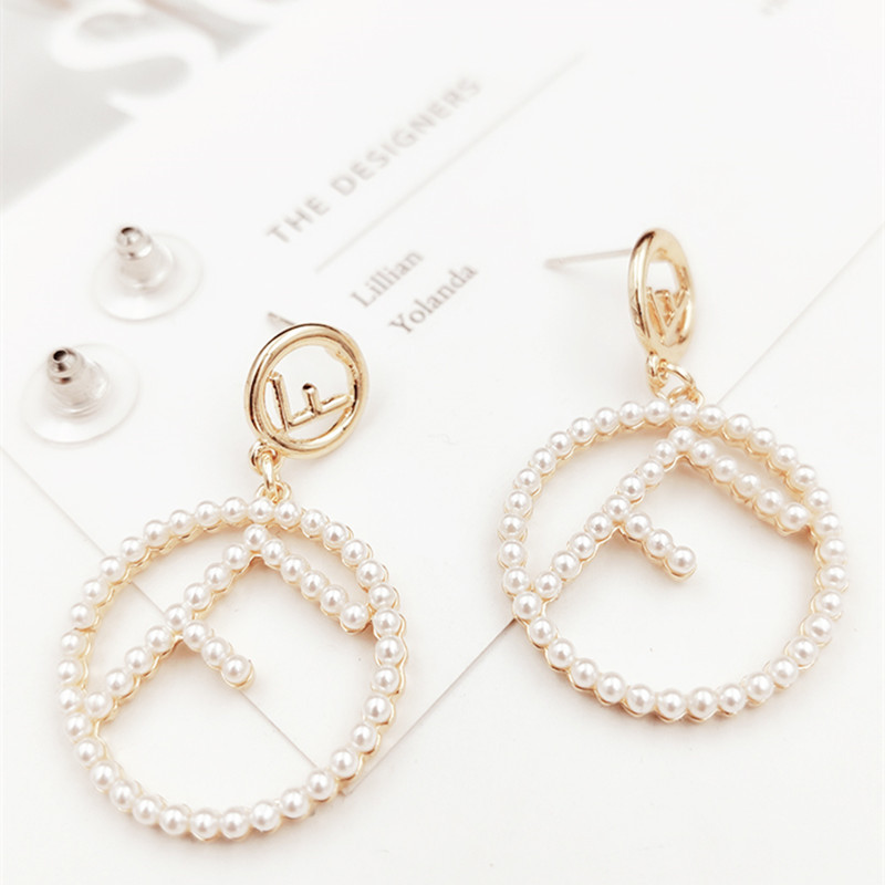 韩国S925银针小清新耳环百搭气质心形珍珠耳饰个性防过敏耳钉批发