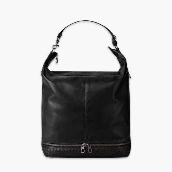 【原版皮】宝缇嘉/BV 男士肩背包，采用南韩软皮，柔软的hobo包造型贴合身形，半部分以手工编织制作，肩背或斜挎方式舒适携带，款号：80188805