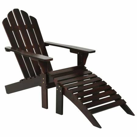 Garden Chair with Ottoman Wood Brown, Size: 19.1