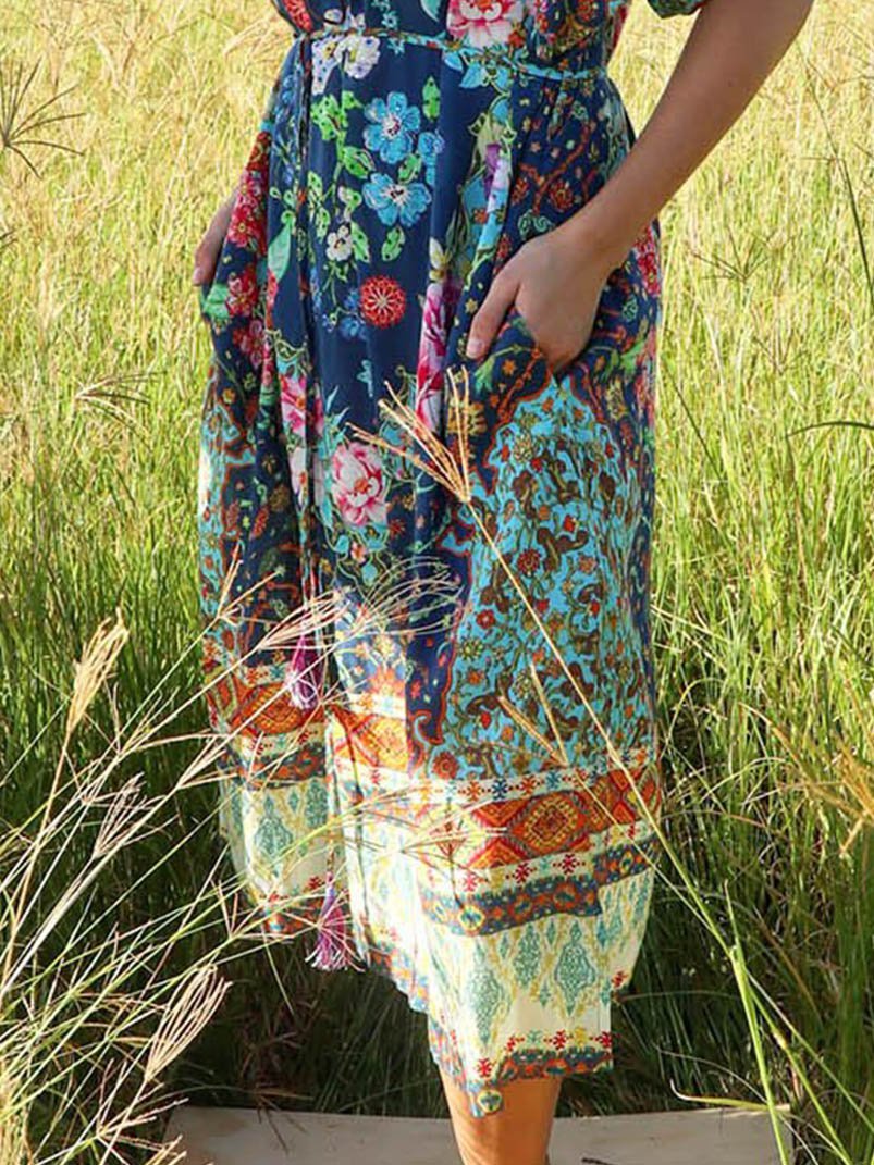 Bohemian vacation casual chiffon dress