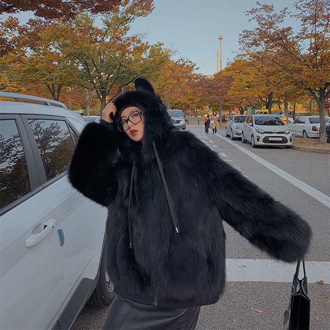 Bear Ears Faux Fur Hooded Coat SS0595