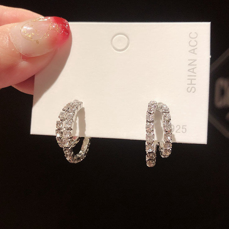 韩国S925银针小清新耳环百搭气质心形珍珠耳饰个性防过敏耳钉批发