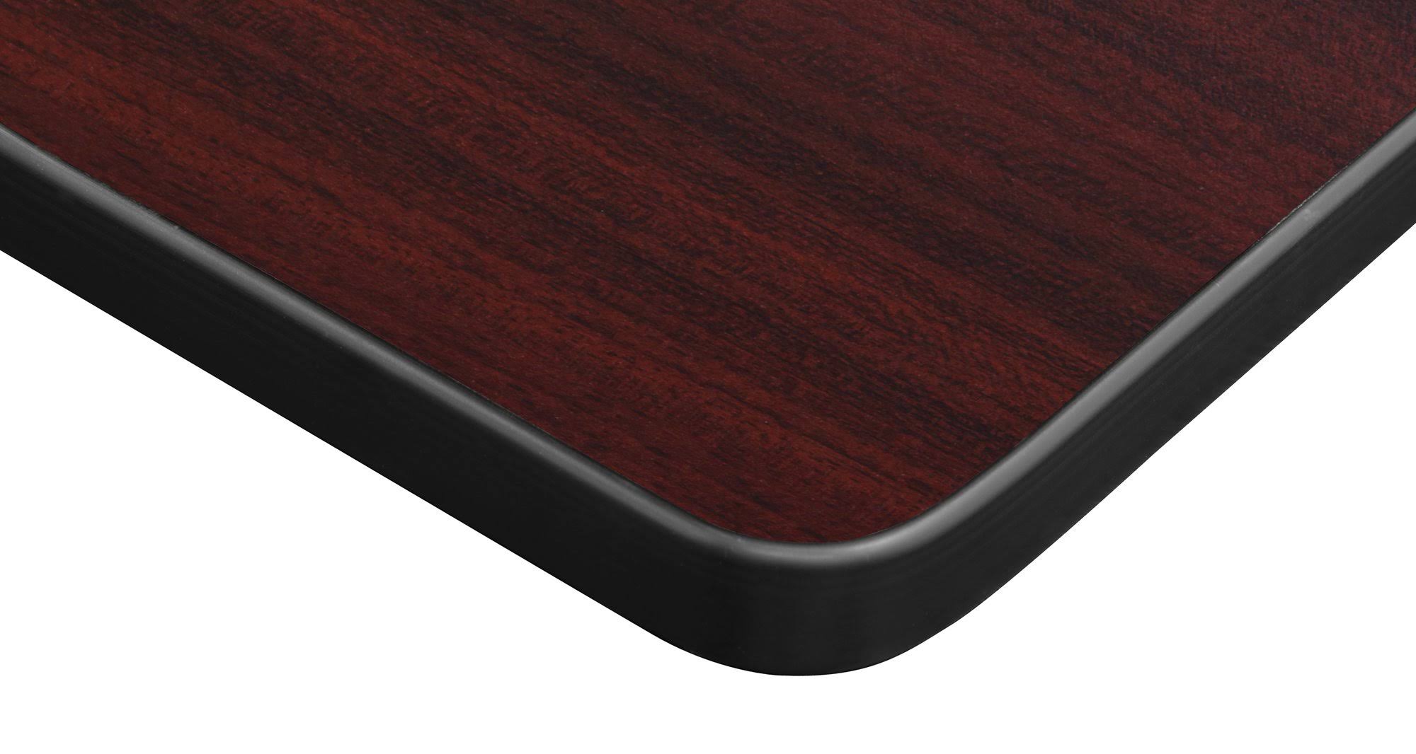 Regency Kee 66x22 x 30x22 Height Adjustable Mobile Classroom Table - Mahogany 2 Andy 18-in Stack Chairs- Black