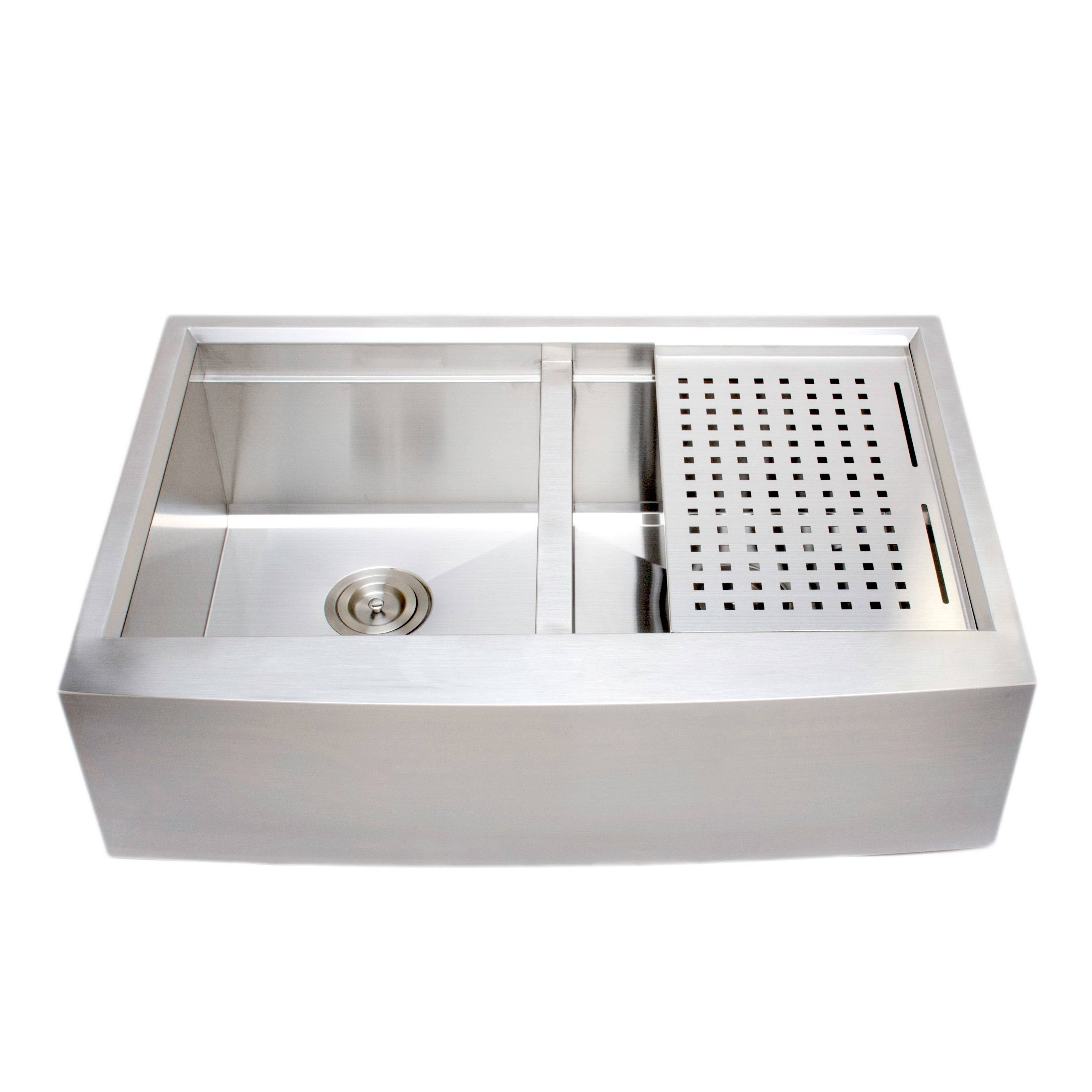 Wells Sinkware 3D Series 33-inch Equal Double Apron Stainless Steel Kitchen Sink w/ Companion Colander and Cutting Board
