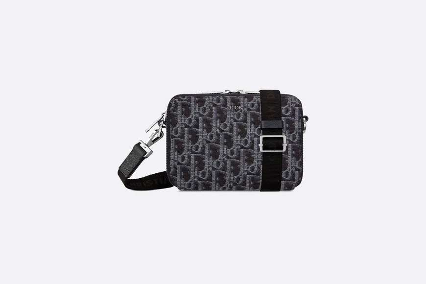 Pouch with Shoulder Strap Blue Dior Oblique Jacquard