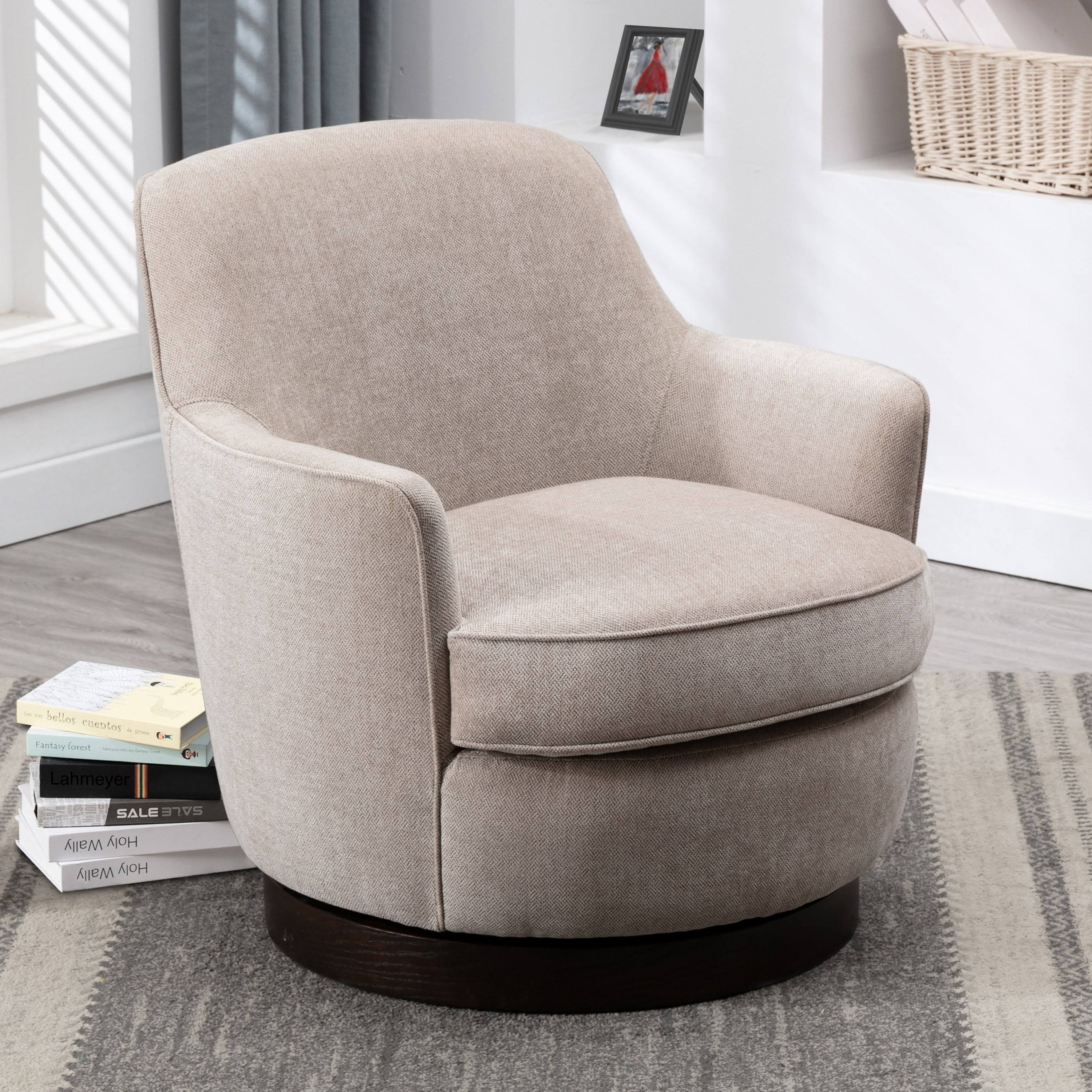 Rosedale Wood Base Swivel Accent Chair by Greyson Living - Charcoal