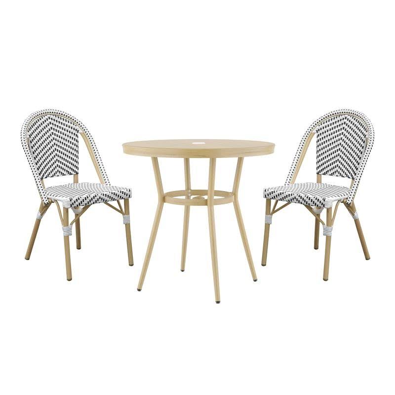 Furniture of America Devey Metal Patio 3-Piece 32x22 Table and Chair Set in Black - IDFBK1848-32-3P