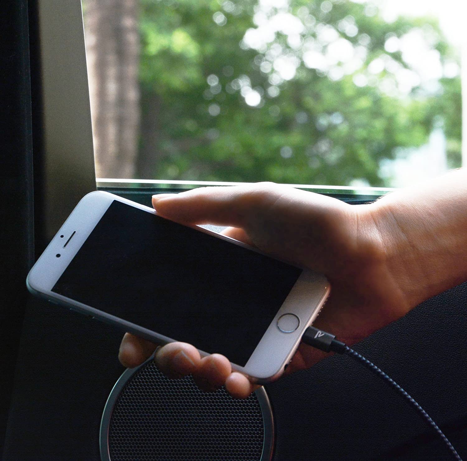 Rampow RAMPOW03 - Lightning Cable, Cable de Nylon para Apple iPhone 7 / 7 Plus / 6 / 6 / 6 Plus / 6s Plus / 5s / 5c / 5, Gris Espacial, 1m