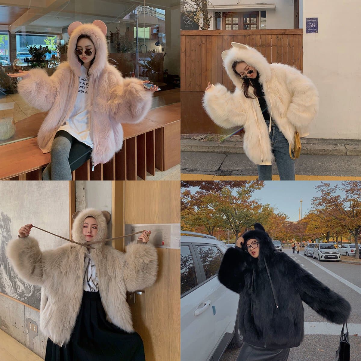 Bear Ears Faux Fur Hooded Coat SS0595