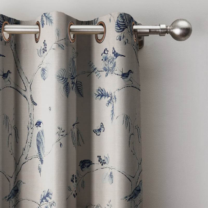 Rural Pastoral Flower Bird Window Curtain Antique Bronze Grommet Blackout Lined Drapery Panel BQ66281