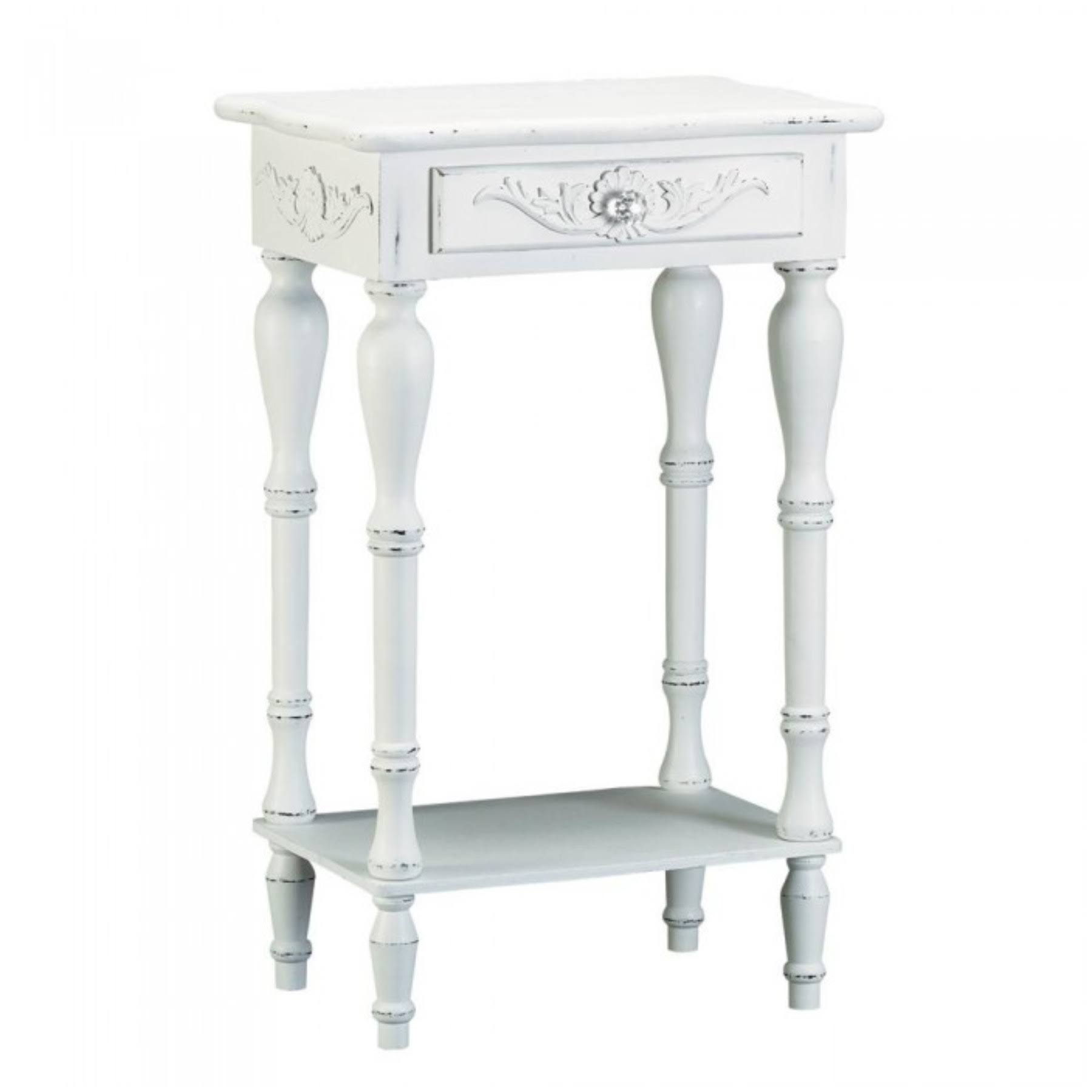 Carved White Side Table