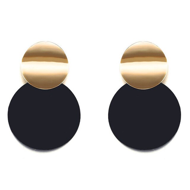 Fashion Geometric Round Stud Double Circle Earrings