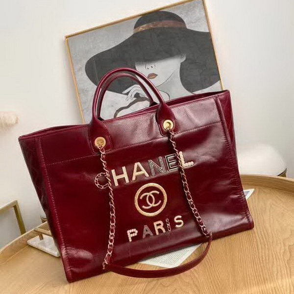 【原版皮】香奈儿/Chanel 购物袋 ，采用进口油腊牛皮，配顶级精美古铜金五金，非常高档新颖独特，休闲又时尚、又会掀起一股热潮，五金 ogo镶珍珠，款号：AS8375