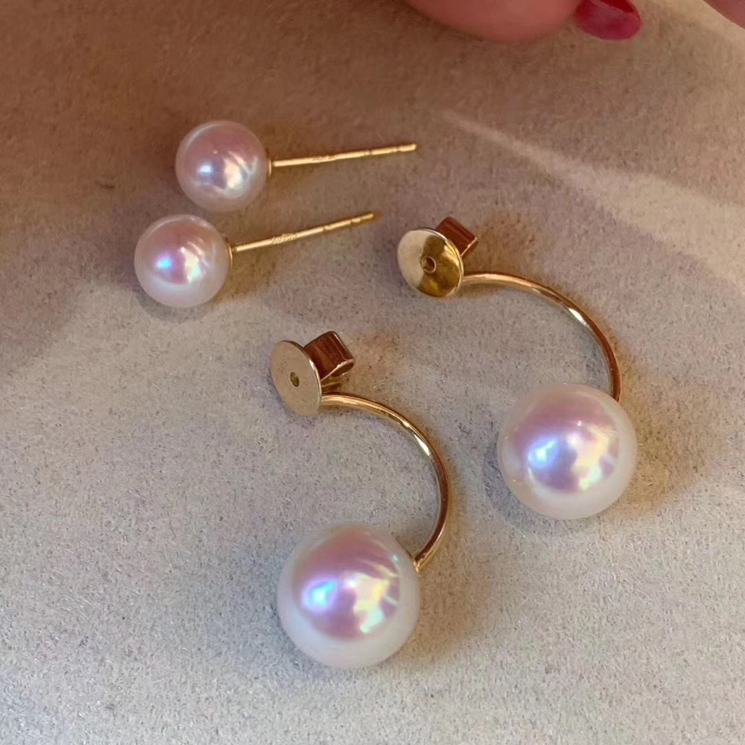 韩国S925银针小清新耳环百搭气质心形珍珠耳饰个性防过敏耳钉批发