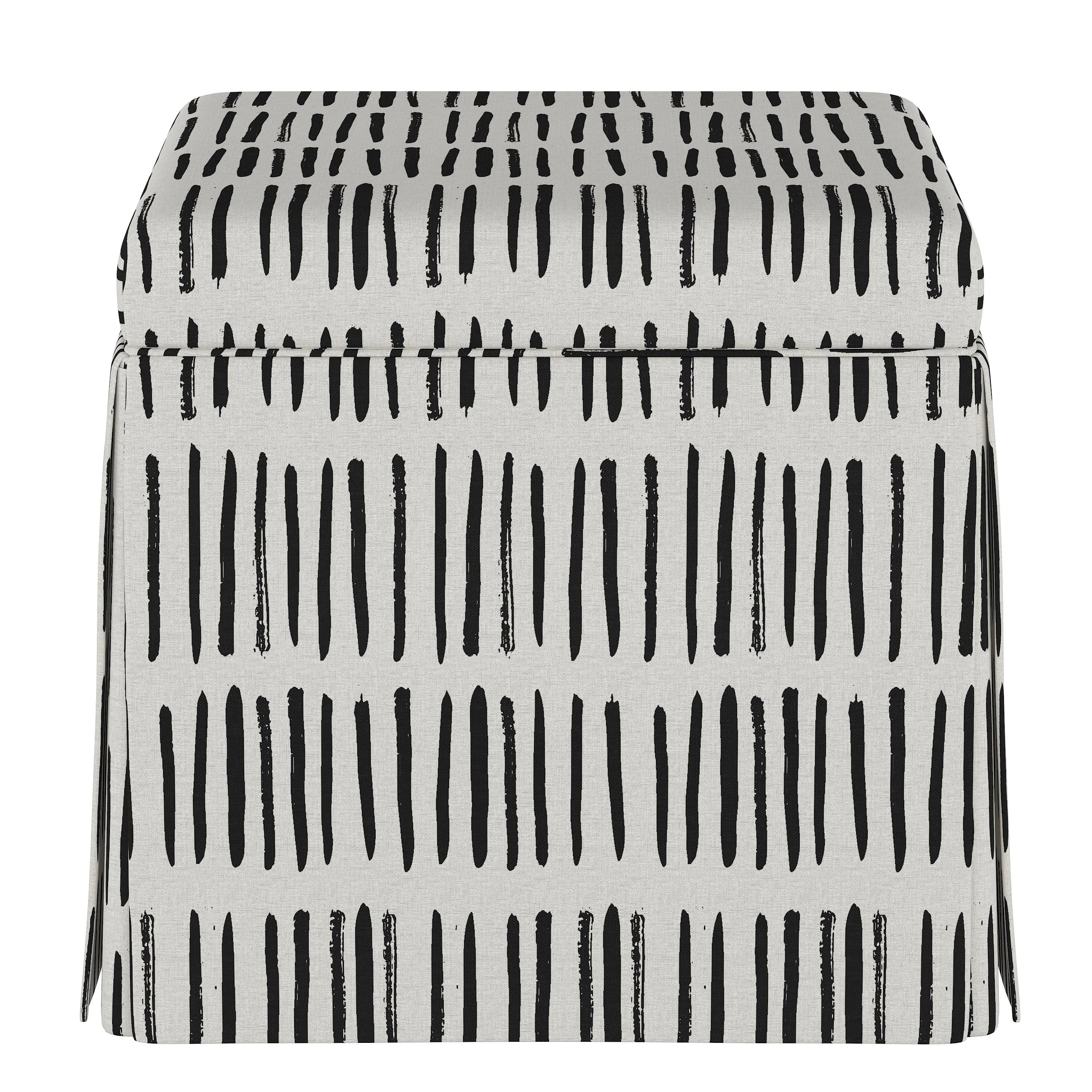 Skyline Furniture Black and White Dash Skirted Storage Ottoman