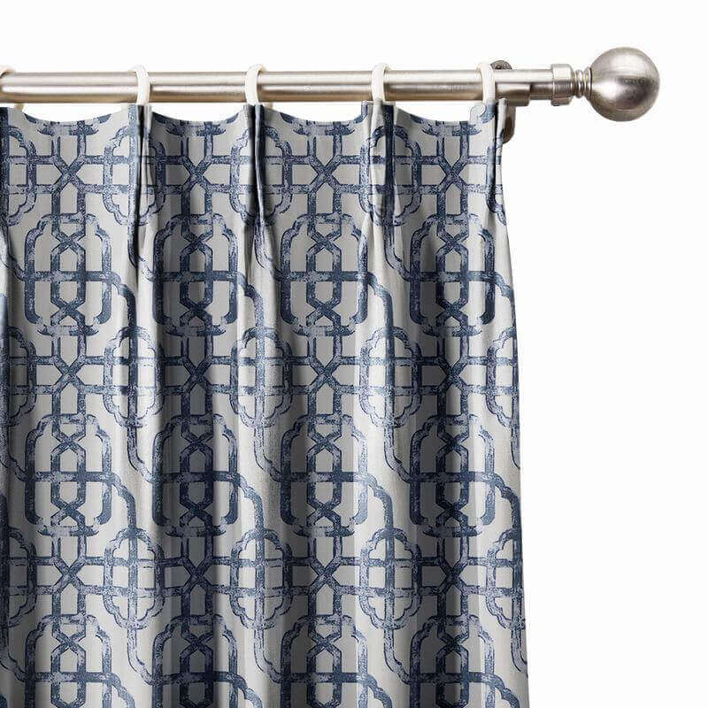 Trellis Window Curtain Pinch Pleated Lattice Drapery Panel With Blackout Lining BQ66260