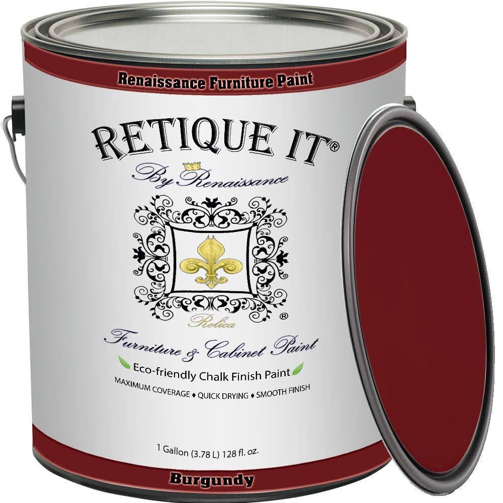 Retique It by Renaissance Chalk Furniture Paint Gallon - Non Toxic, Eco-Friendly, Superior Coverage - Burgundy (128oz)
