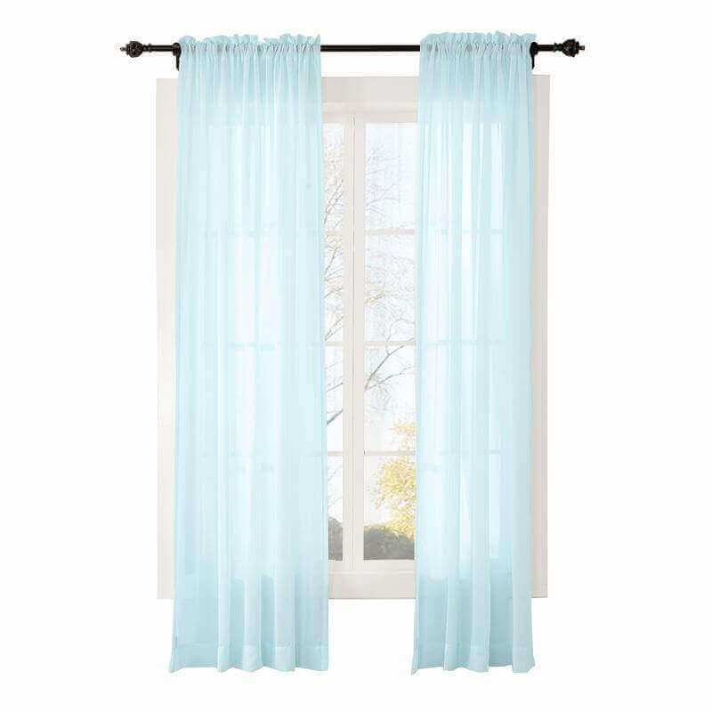 CUSTOM Scandina Sky Blue Indoor Outdoor Sheer Curtain Voile Drapery