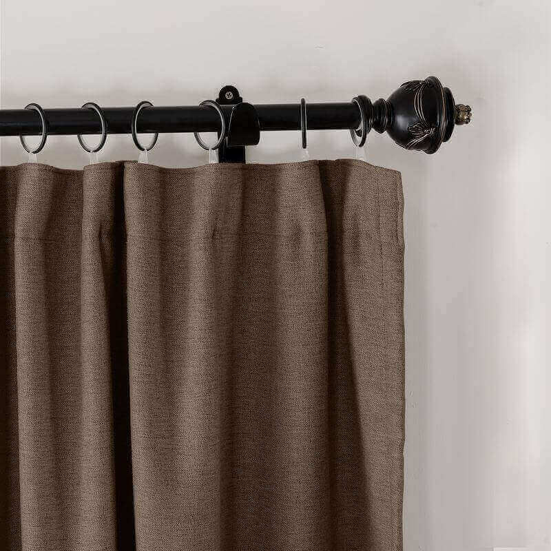 CUSTOM Olive Brown Luxury Textured Faux Linen Curtain