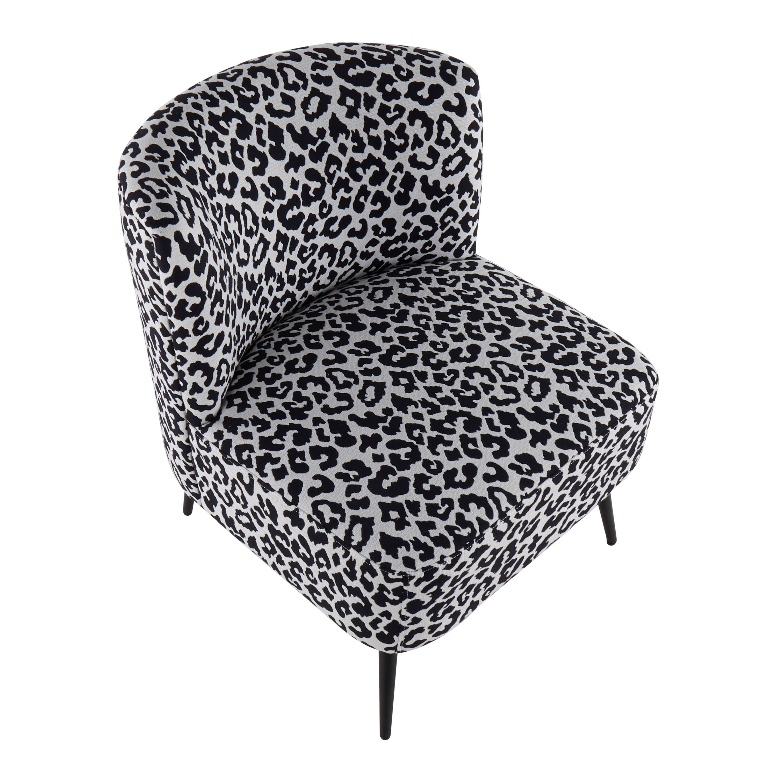 LumiSource Fran Blue Leopard Fabric Chrome Slipper Chair