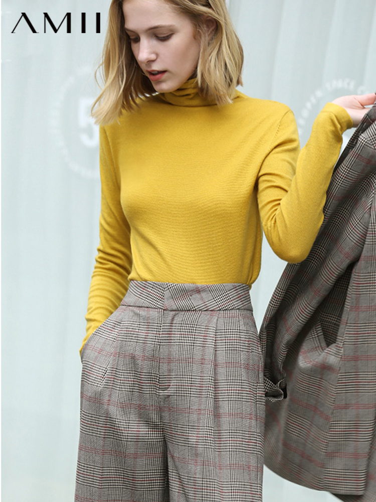 单规格商品 AMII Minimalism Autumn Winter Women's Sweater Causal Solid Basic Turtleneck Sweaters For Women Women's sweater Tops 12020216