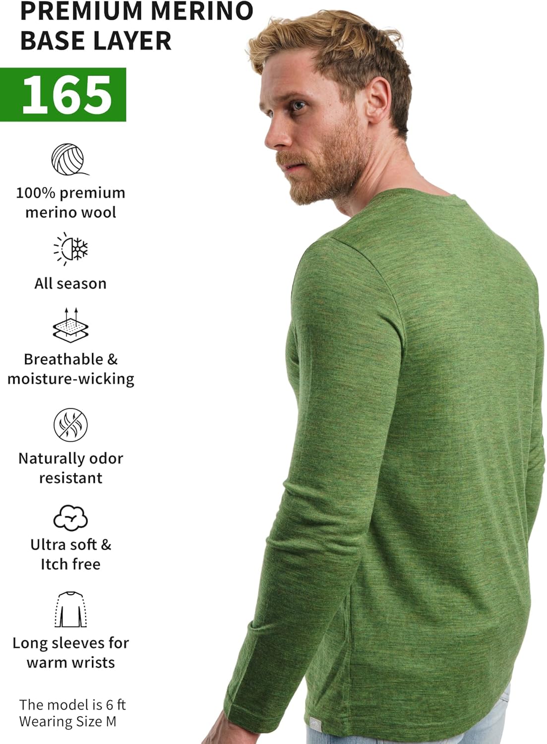Merino.tech Merino Wool Base Layer - Mens 100% Merino Wool Long Sleeve Thermal Shirts Heavyweight, Midweight, Lite with Socks