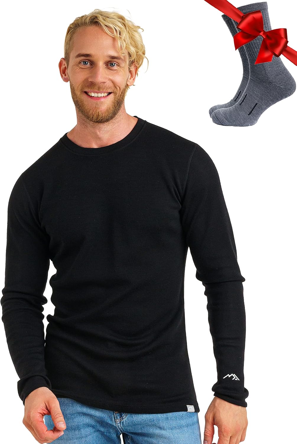 Merino.tech Merino Wool Base Layer - Mens 100% Merino Wool Long Sleeve Thermal Shirts Heavyweight, Midweight, Lite with Socks