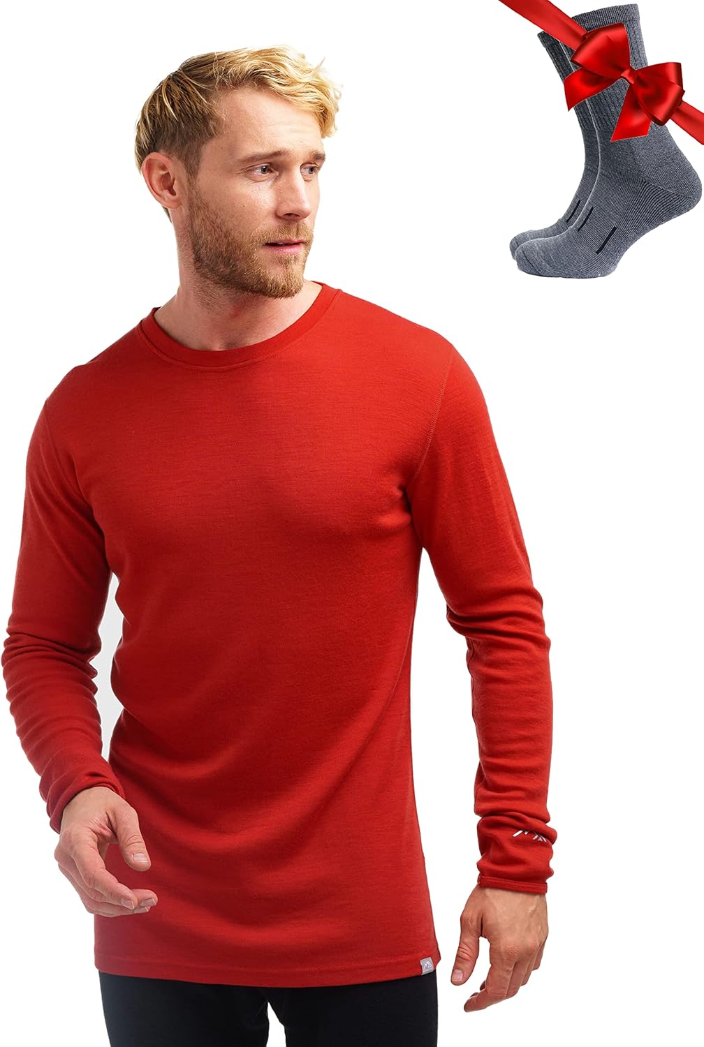 Merino.tech Merino Wool Base Layer - Mens 100% Merino Wool Long Sleeve Thermal Shirts Heavyweight, Midweight, Lite with Socks
