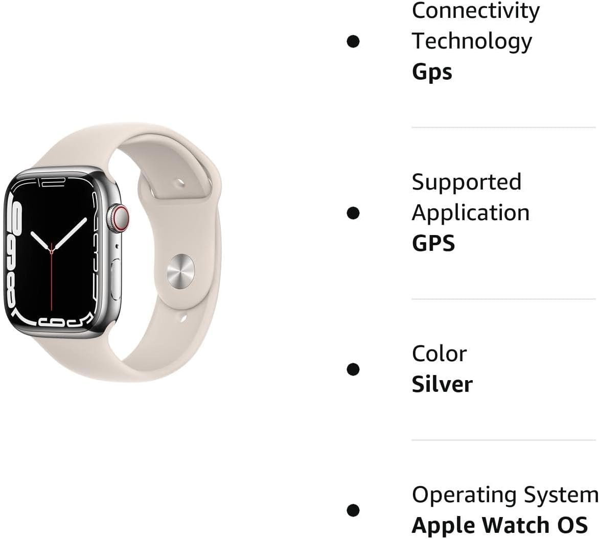 Apple Watch Series 7 (GPS, 41mm) Starlight Aluminum Case with Starlight Sport Band, Regular (Renewed)