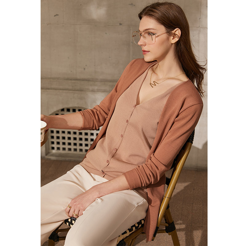 different price Amii Minimalism Spring New Cardigan For Women Fashion Vneck Patchwork Single Breasted Women's Sweaters Tops 12140131