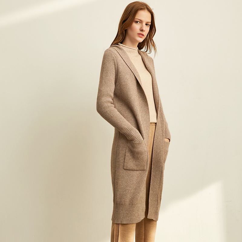 Amii Minimalism Spring Lazy Sweater Coat Women Fashion New Loose Hat Long Knitted Female Cardigan Tops  11940475