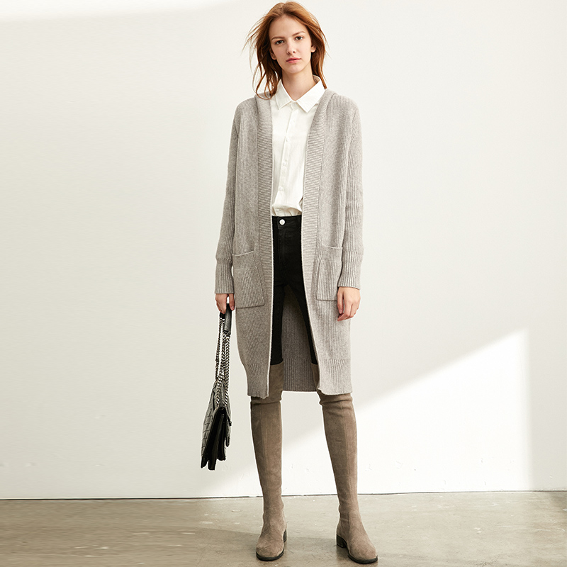 Amii Minimalism Spring Lazy Sweater Coat Women Fashion New Loose Hat Long Knitted Female Cardigan Tops  11940475