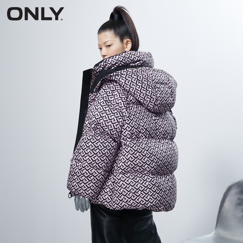 ONLY winter new full print loose short down jacket women | 121423066
