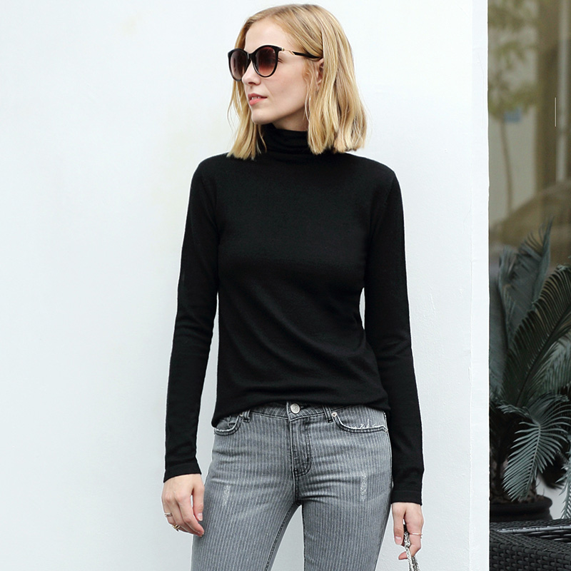 AMII Minimalism Autumn Winter Women's Sweater Causal Solid Basic Turtleneck Sweaters For Women Women's sweater Tops 12020216