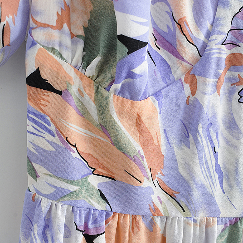 Women Fashion Floral Printed Midi Dresses Chic Slash Neck Short Sleeve A Line Dress Female Casual Party Dress Vestidos