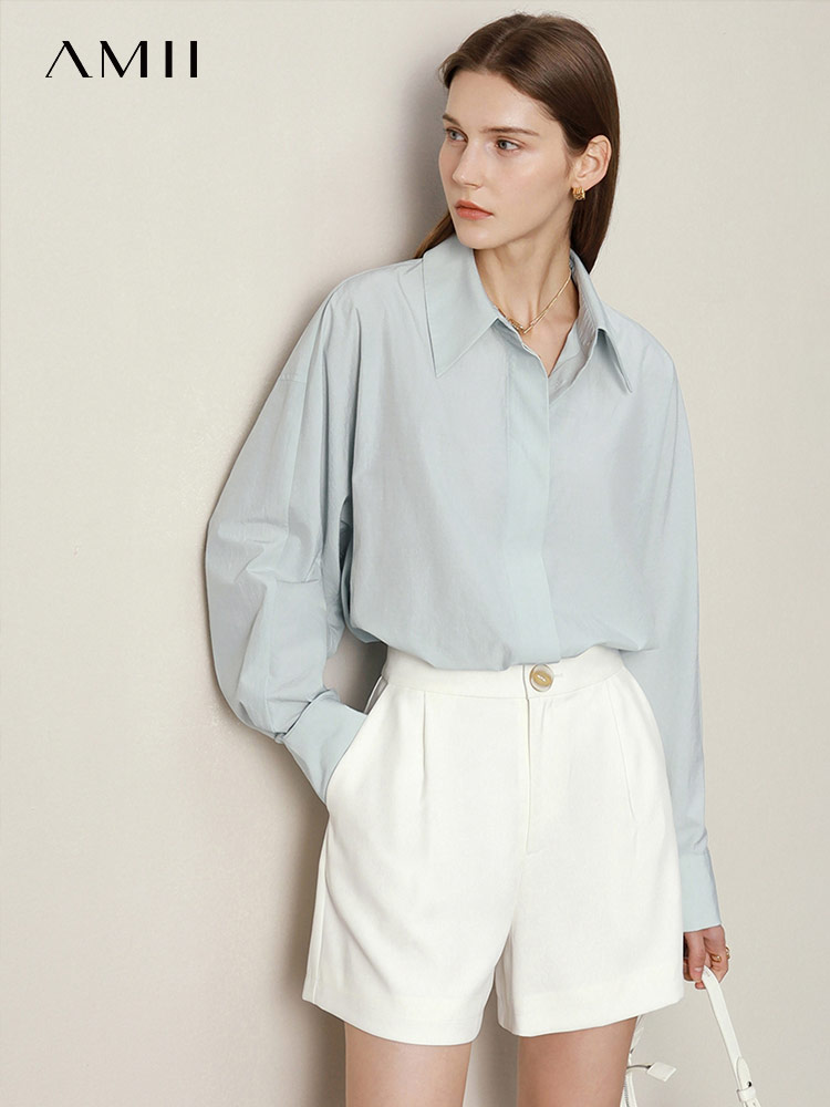 xiong0922 kun buzu weight Amii Minimalism Women Shirts Office Lady Blouse For Women Loose Solid Elegant Blusas Ladies Clothing Casual Female Tops 12230012