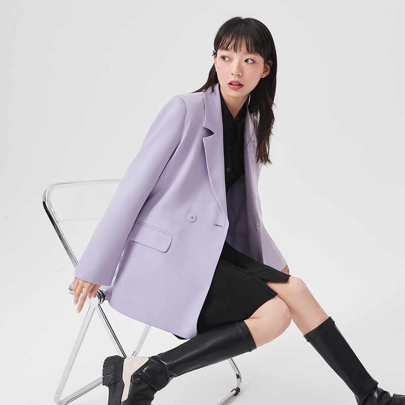 six SEMIR Blazer Women Spring And Autumn 2021 New Black Loose Woman Thin Korean Style Purple Suit Jacket
