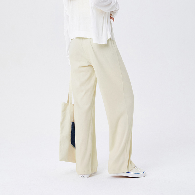 one duo SEMIR Casual Pants Women Bowknot Drawstring 2021 Summer New Hyaluronic Acid Knitted Mopping Pants Wide Leg Trousers