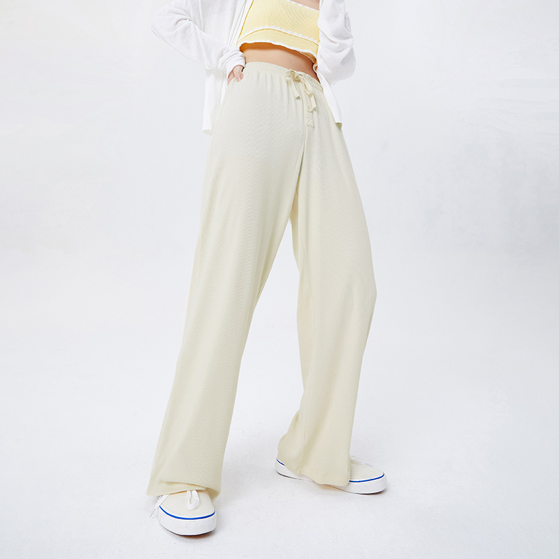 one duo SEMIR Casual Pants Women Bowknot Drawstring 2021 Summer New Hyaluronic Acid Knitted Mopping Pants Wide Leg Trousers