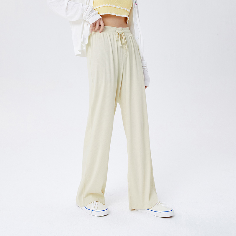 one duo SEMIR Casual Pants Women Bowknot Drawstring 2021 Summer New Hyaluronic Acid Knitted Mopping Pants Wide Leg Trousers