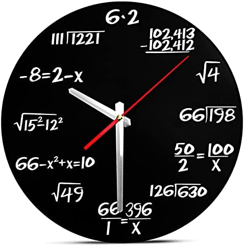 Math Wall Clock Mathematical Equations,Silent No Ticking 12Inch Quartz Battery Operated Round Modern Home Office Classroom Decor