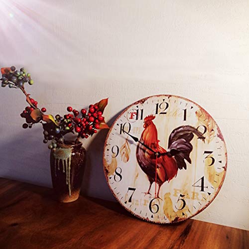 SKJIND Farmhouse Kitchen Wall Clock Wood (12inch)