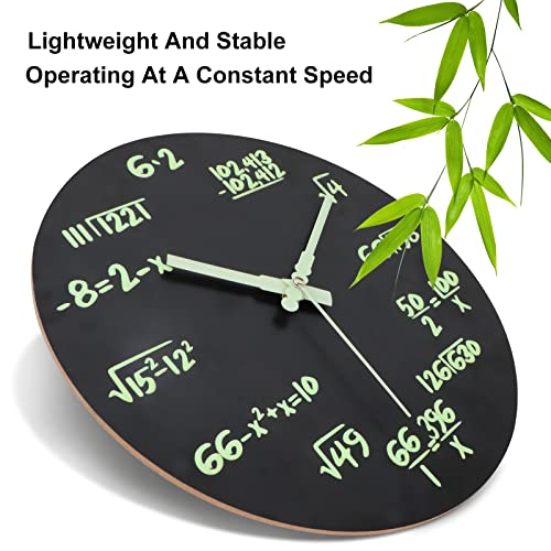 Mulaibdin Math Clock Luminous Wall Clock, Modern Silent Non Ticking Round Night Light Clock, Mathematical Equations Wall Clocks, Indoor Decor for Living Room Kitchen School Classroom Office, (Black)