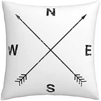 Hitamus Arrow Compass Decorative Throw Pillow Case Square Cushion Cover Soft Polyester Pillowcase for Sofa Couch Bed Home， 18x18 Inch