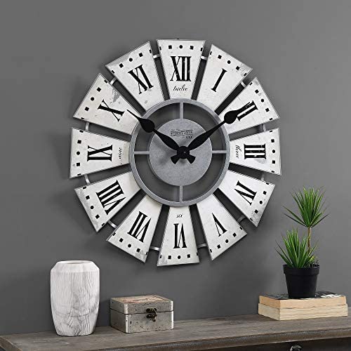 FirsTime & Co.® Gray Numeral Farmhouse Windmill Clock, American Crafted, Cool Gray, 24 x 2 x 24 ,