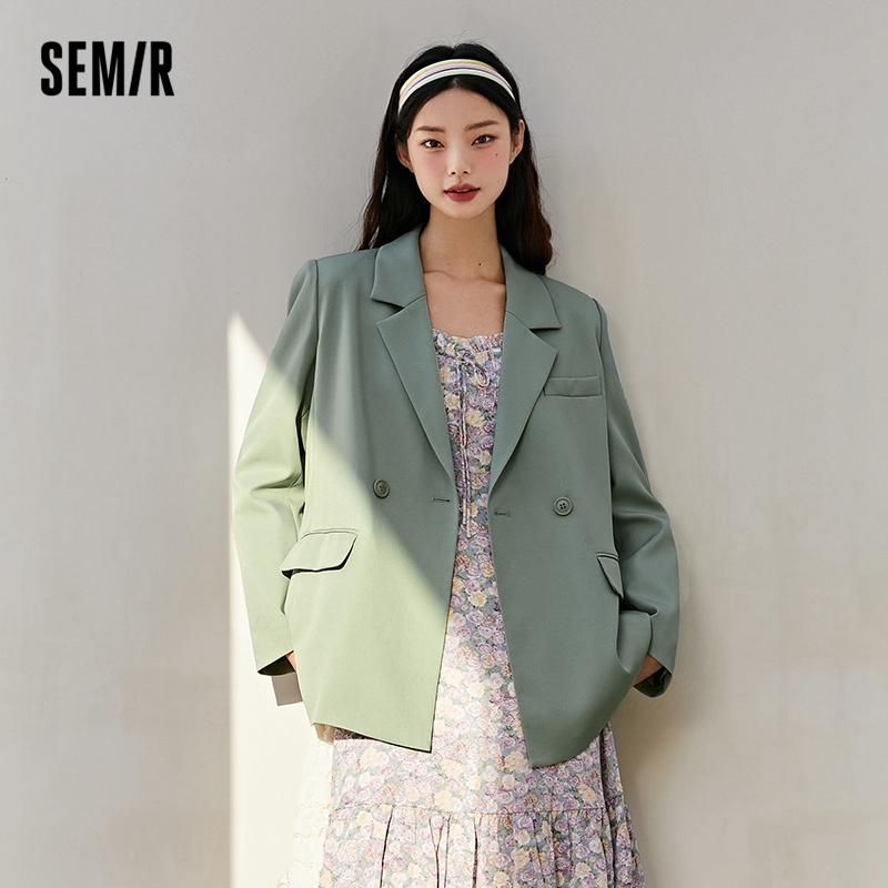 目目 six SEMIR Blazer Women Spring And Autumn 2021 New Black Loose Woman Thin Korean Style Purple Suit Jacket